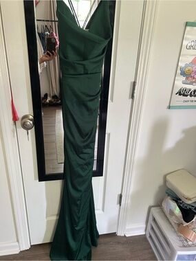 Cinderella Emerald Green Satin Maxi Dress